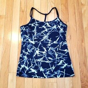 ADRIENNE VITTADINI Women's Quick DRY Navy Blue White SHELF BRA TOP Ladies Size S